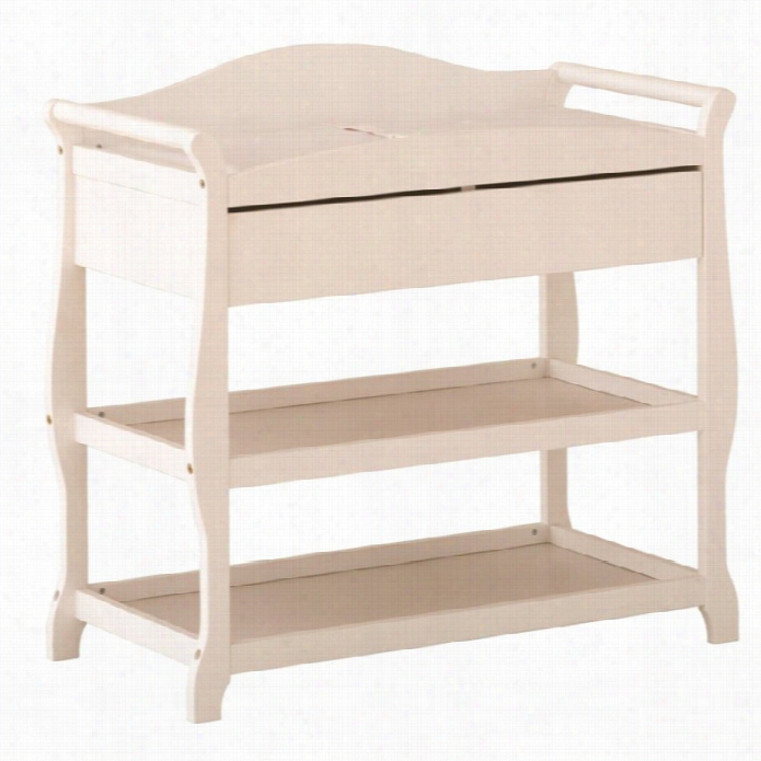 Stork Craft Aspen Sleigh Changing Table With Drawer In White