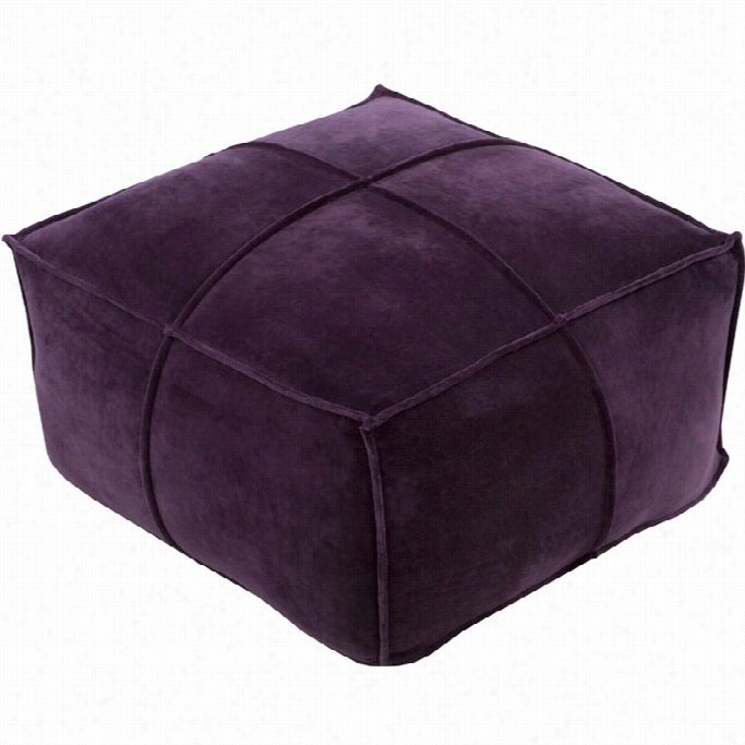 Surya Cotton Velvet Cube Pouf Ottoman In Purple