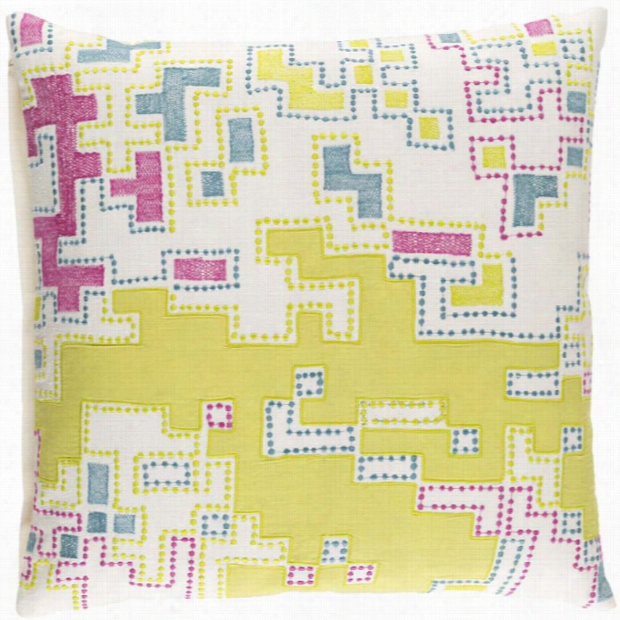 Surya Macro Pooly Fill 18 Square Pillow In Green A Nd Pink