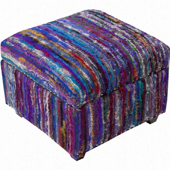 Surya Saturday Night Silk Nailhead Cube Ottoman In Purple