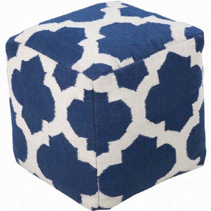 Surya Wool Cube Pouf Ottoman In Cobalt