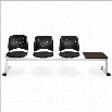 OFM Star Beam Seating with 3 Vinyl Seats and Table in Black and Mahogany