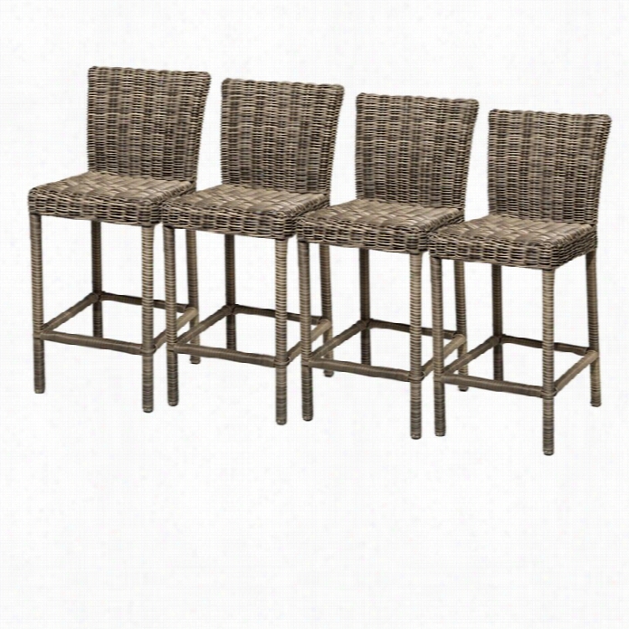 Tkc Cape Cod Outdoor Wicker Bar Stools In Vintage Stone (set O 4)