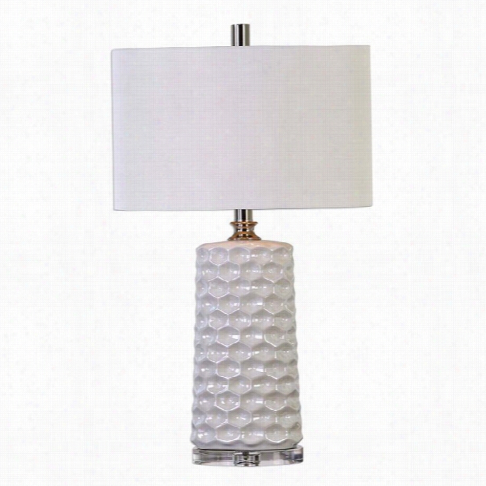 Uttermost Sesia White Honeycomb Table Lamp