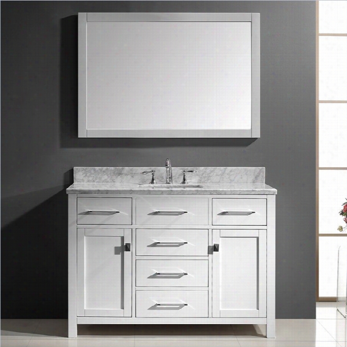 Virtu Carolin E 49 Marble Single Bathroom Vanity Set I White