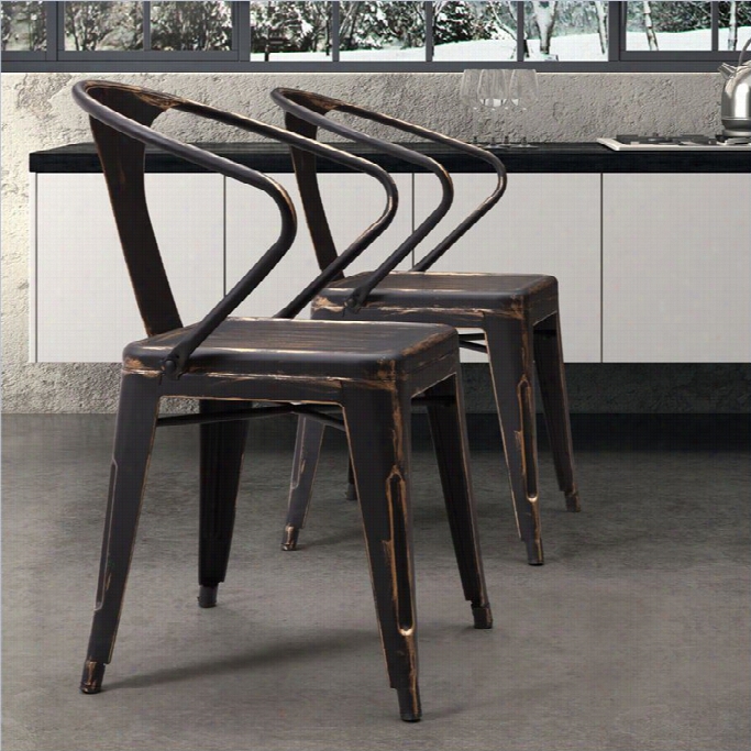 Zu Helix Dining Chaif In Antique Black Gold