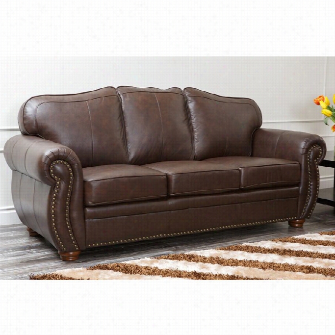 Abbyson Living Macina 2 Piece Leather Sofa Set In Dark Truffle