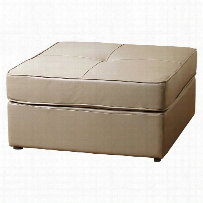 A Bbyson Living Santiag Osquare Leather Ottoman In Gray