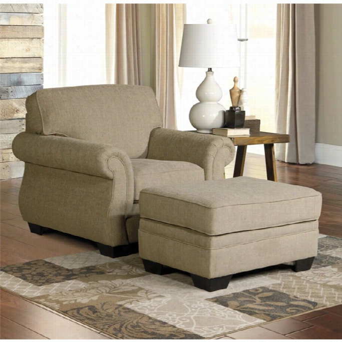 Ashley Tailya Fabric Chir And Ottoman I Nbarley