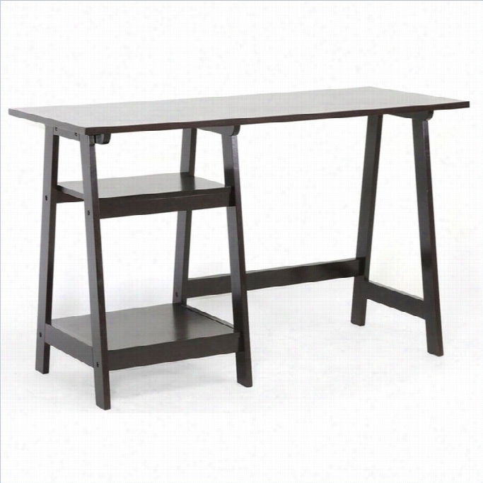 Baxton Studio Mott Desk With Small Sawhorse Legs In Dark Brown