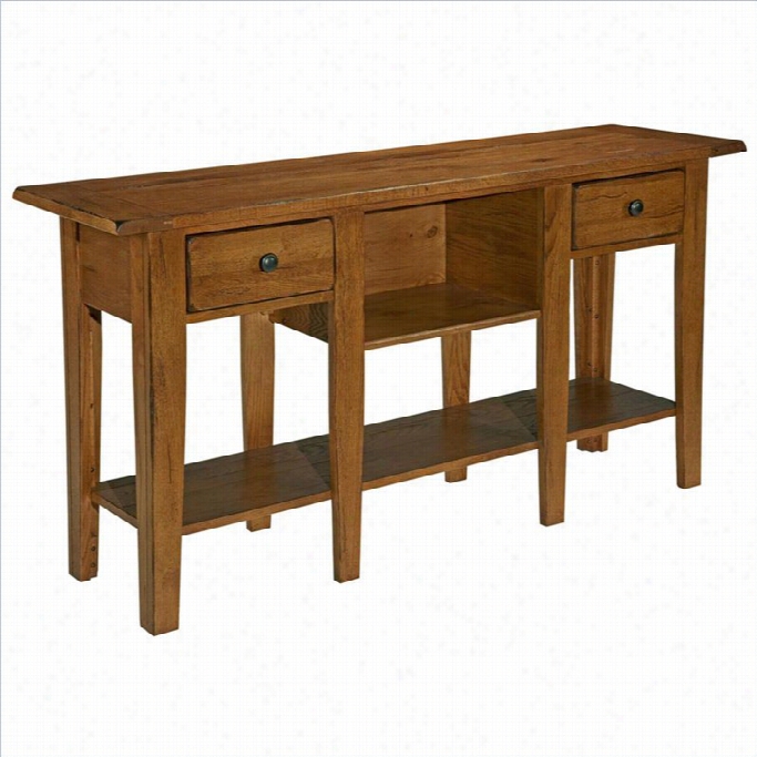 Broyhill Attic Hirlooms Sofa Table In Oak With 2 Drawers