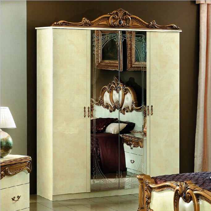 Camelgroup Barocco 4 Door Wardrobe In Ivory W/gold