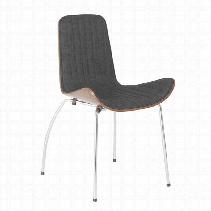 Eurostlye Curt Dining Chair In Dark Gray And Walnut