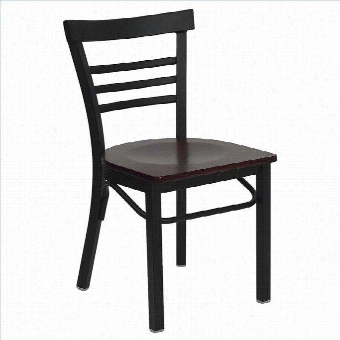 Flash Furniture Hercules Black Ladder Back Dining Chair Inn  Mahogany