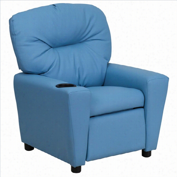 Flash Furniture Kids Recliner In Light Blue With Cup Holder