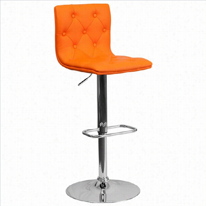 Flash Furniture Tufted Adjustable Bar Stool In Ora Nge