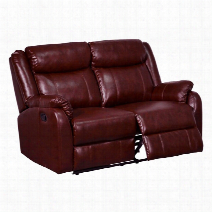 Global Furniture Usa Faux Leather Reclining Loveseat In Burgundy