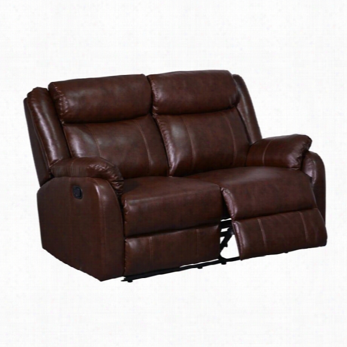 Global Furnture Usa Leather Resting Loveseat In Brown