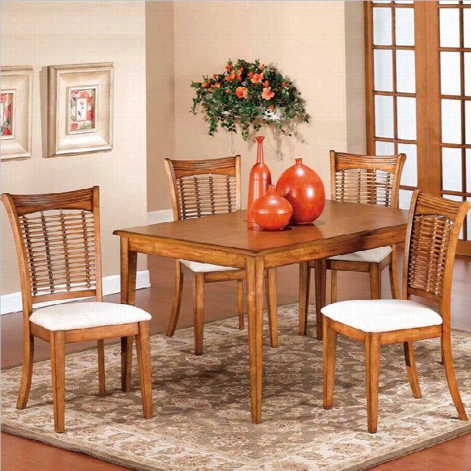 Hillsdale Bayberry 5 Piece Rectangular Dining Table Set In Oak Fin1sh