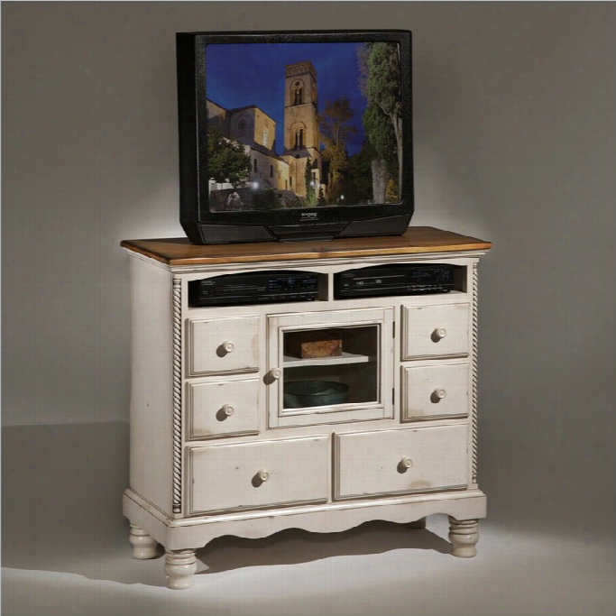 Hillsdale Wilshire Plasma/lcd Angique White Tv Media Chest