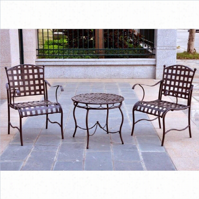 International C Aaravan Santa Fe Outdoor 3 Piece  Bistro Set In Brown