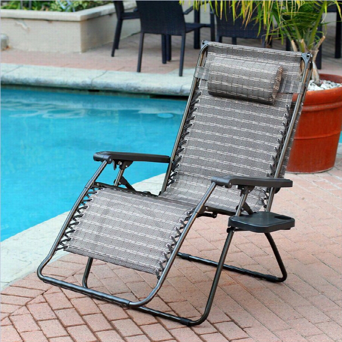 Jeco Oversizedz Ero Gravity Chair With Sunshade And Drink Tray In Blacka Nd Tan (set Of 2 Chairs)