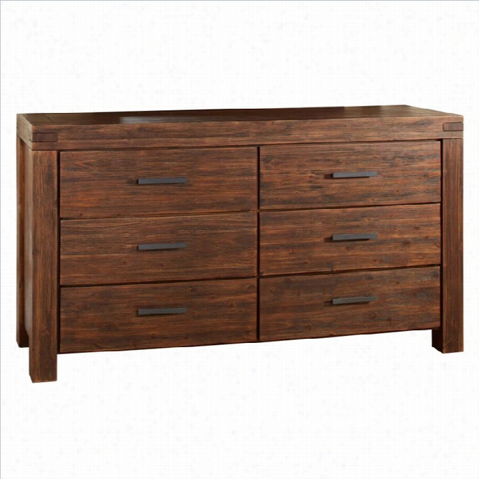 Modsu Furniture  Meadow 6 Drawer Double Dresser In Brick Brown