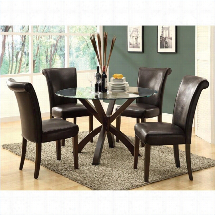 Monarch Faux Leather Dining Seat Of Justice In Dark Brown (set Of 2)