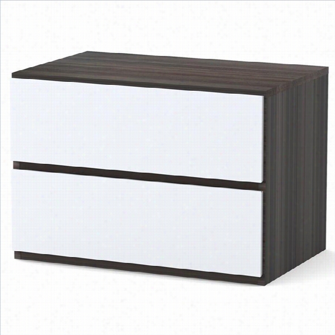 Nexera Allure Night Stand In White Lacquer & Ebony