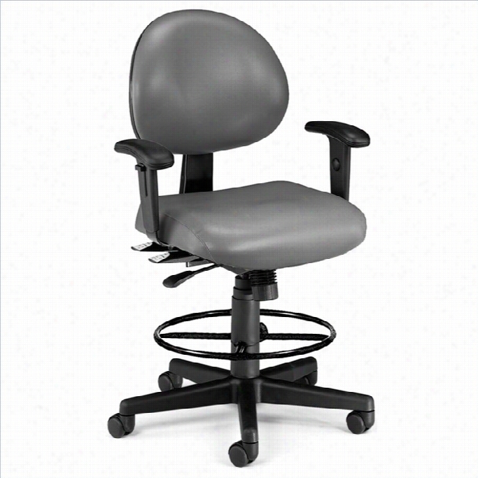 Ofm 24 Hour Task Drafting Chair With Arms And Drafting Kit In Charcoal