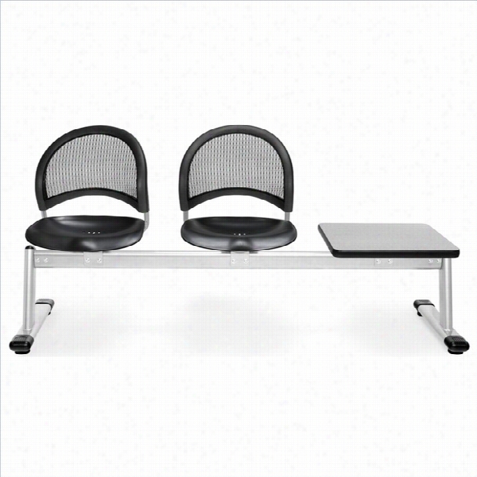 Ofm Moon 3 Beam Seating With 2 Plastic Seats And Table In Black And Gray