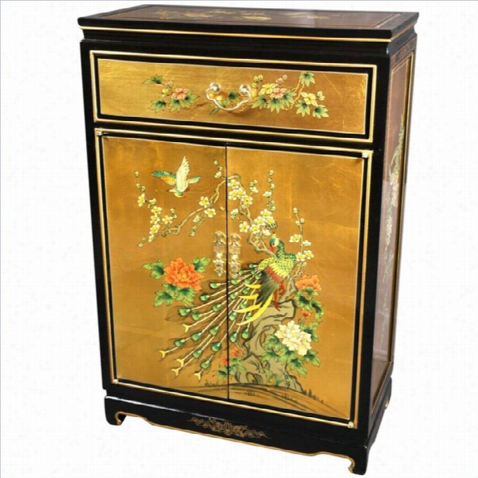 Orietnal Furniture Gold Leaf Shoe Cabinet In Gold Leaf