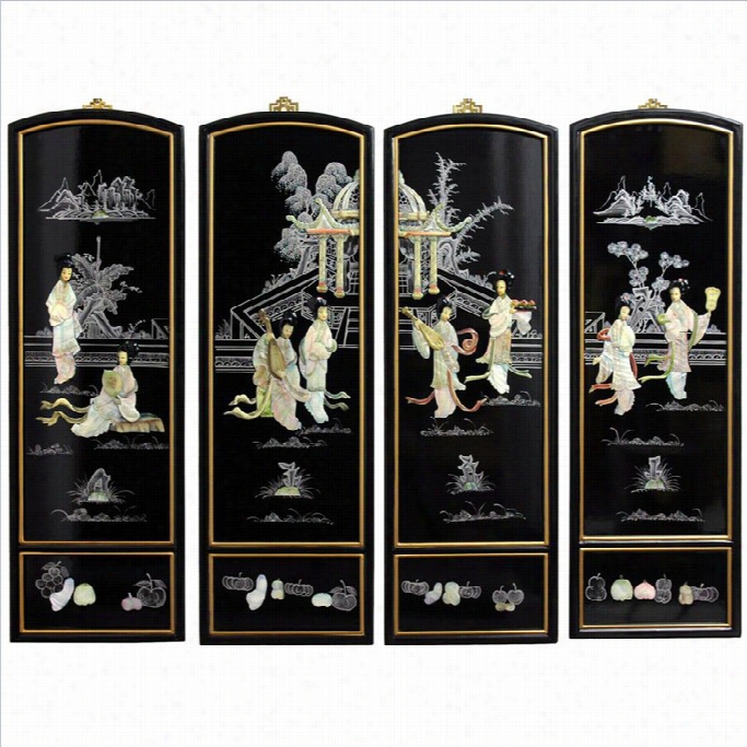 Eastern Mother Of Pearl Ladies Wall Plaques In Black (set Of )