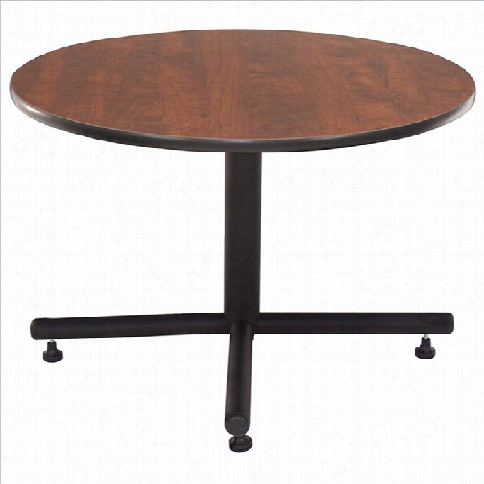 Regency Round Lunchroom Table With Metal Kobe X Base In Cherry-30 Inch