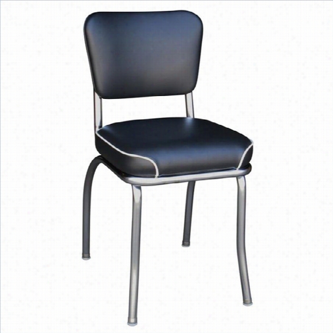 Richardson Setaing Retro 1905s Chrome Waterarll Seat Diner Dining Chair In Black