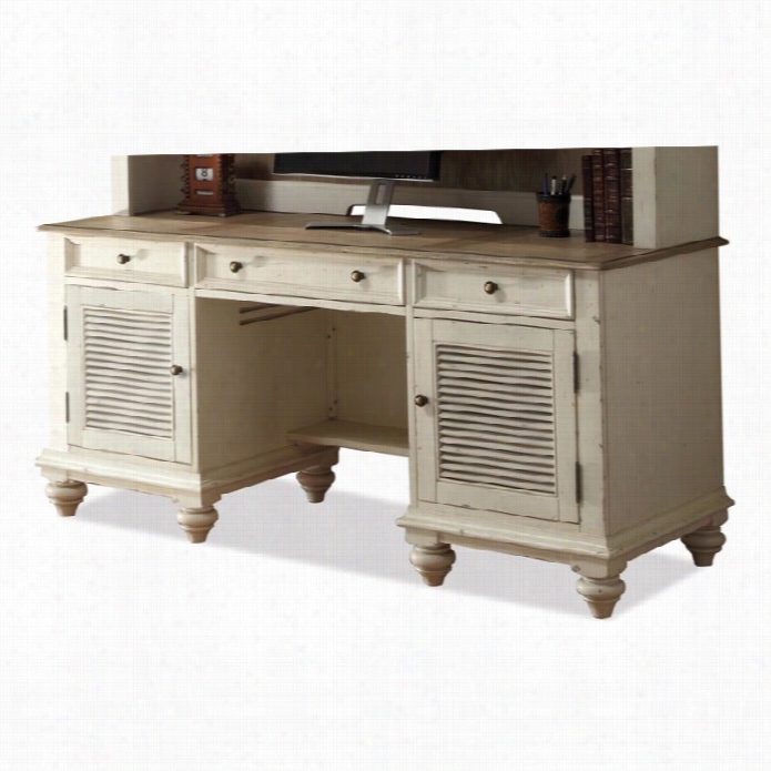 Riverside Furniture Coventry Shuter Door Credenza In Weatjered Drittwod And Dover White