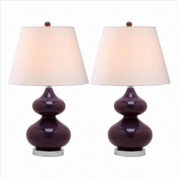 Safavieh Eva Double Gourd Glass Lamp In Dark Purple( Seet Of 2)