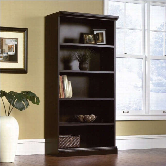 Sauder Select Librray 5 Shelf Bookcase In Estate Black