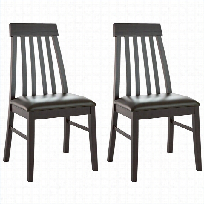 Sonax Corliving Tapered Back Dining Chairs In Chcoo Late Black Bonded Leather (set Of 2)