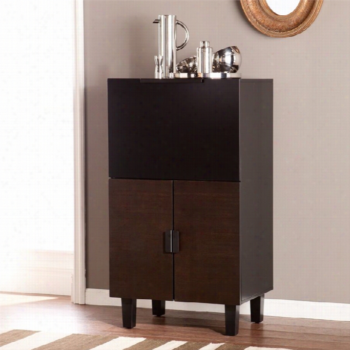 Southern Enterprises Redding Home Bar Cabinet In Bl Ackened Espresso