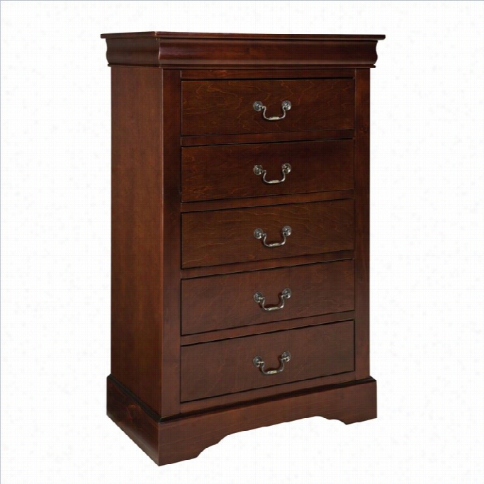 Standard Furniture Lewiston 5 Drawer Chest In Deep Brown