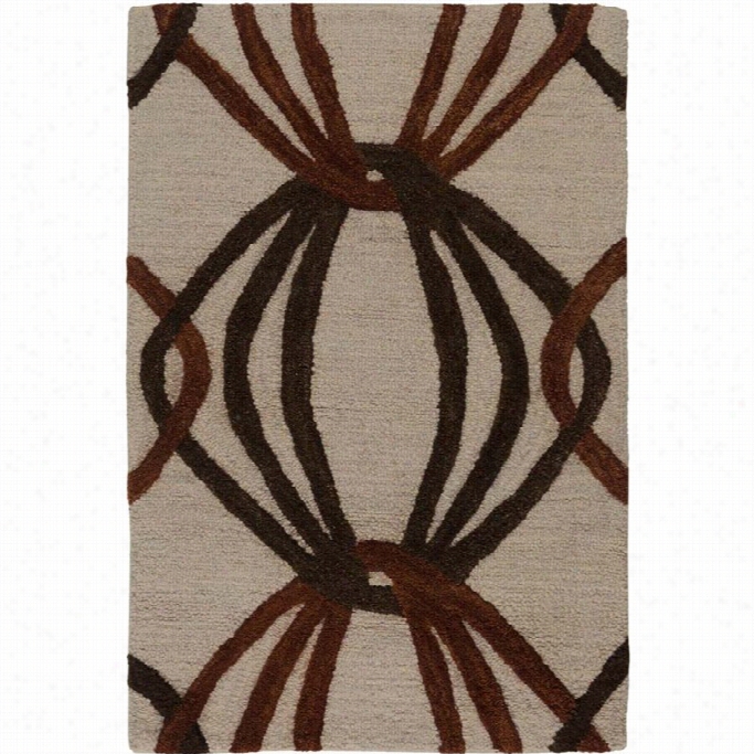 Sury Adream 2' X 3' Han D Tufted Wool Rug In Orange An D Brown