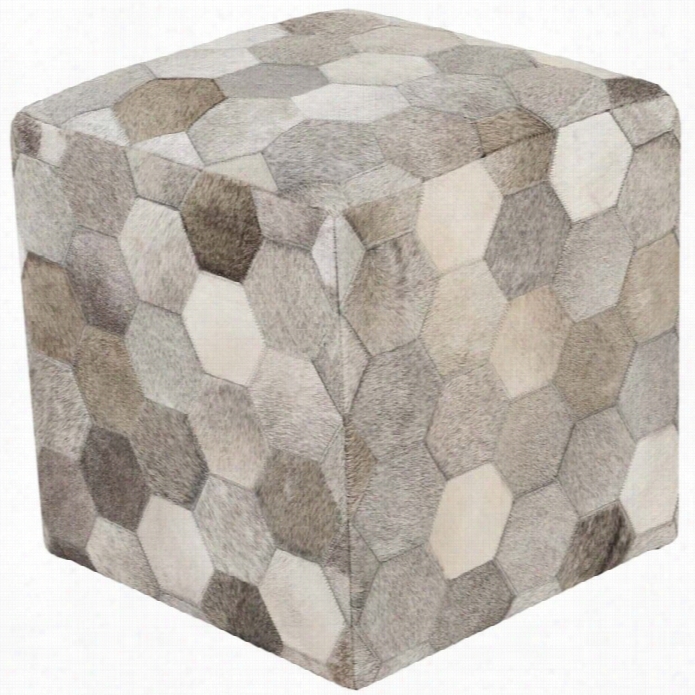 Surya Trail Cube Pouf Ottoman In Gray