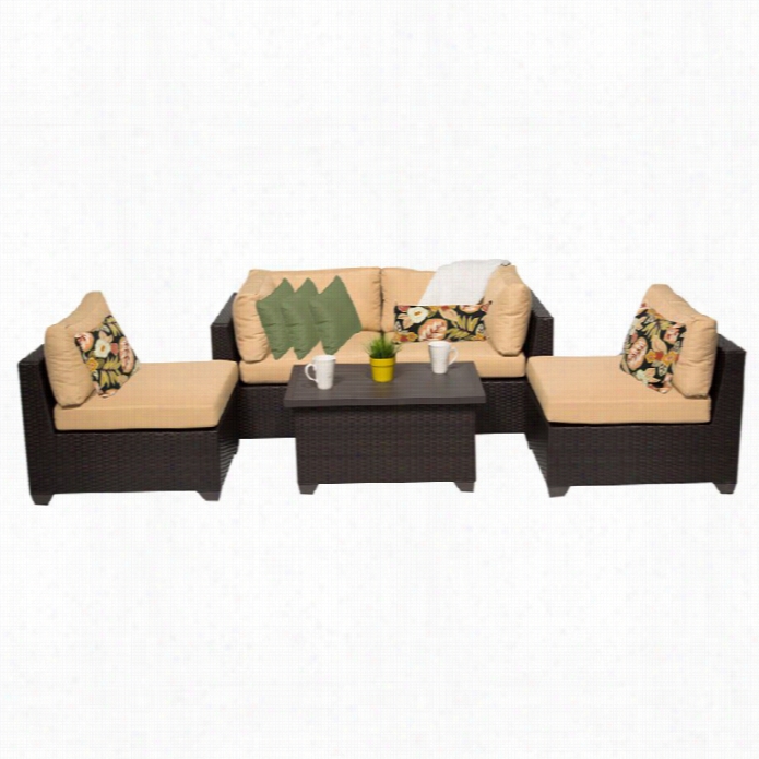 Tkc  Belle 5 Piece Outdoor Wicker Sofa Set In Sesame