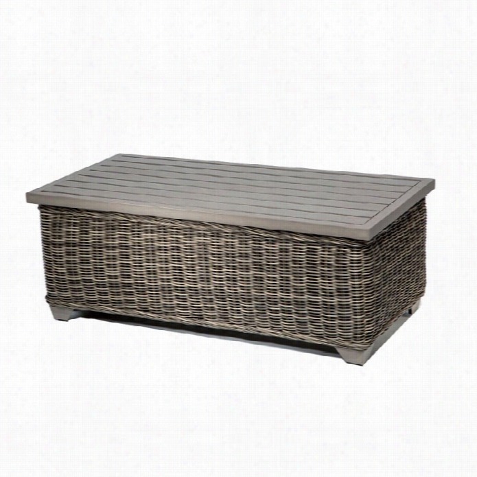 Tkc Cape Cod Outdoor Wicker Coffee Table In Vintage Adamant