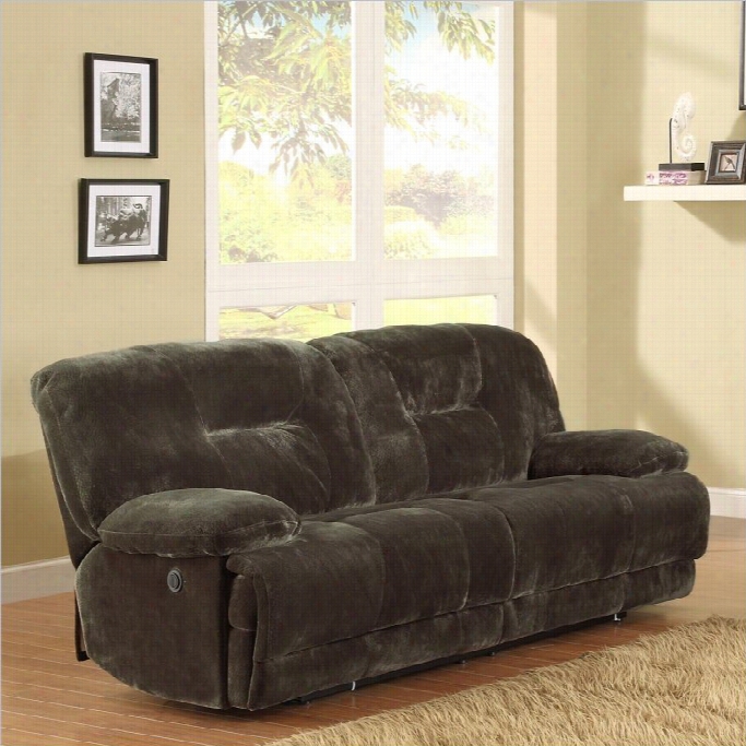 Tre Nt Home Geoffrey Sofa Power Recliner In Chocolate Textured Plush