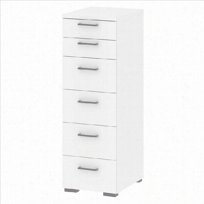 Tvilum Aria Narrow 6 Drawer Chest I Nwhite