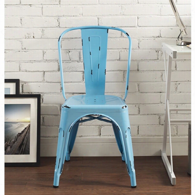 Walekr Edison Metal Cafe Chair In Azrue Blue