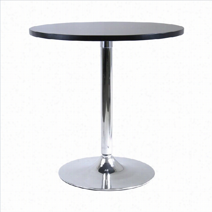 Winsome Image Round Casual Dining Table In Black And Chrome