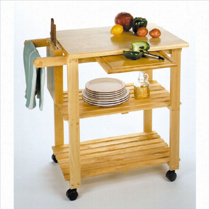 Winsome Utility Butcher Block Kitchen Crat In Natural Finish